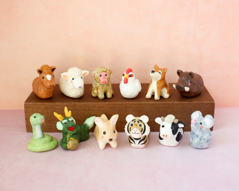 和紙で色付けした置き物　干支の動物　12体セット　和紙インテリア - 擺飾/家飾品 - 其他材質 多色