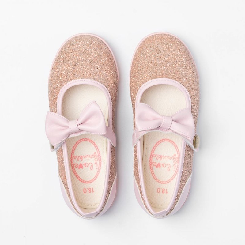 ไฟเบอร์อื่นๆ รองเท้าเด็ก - Ting pink glitter bow doll shoes