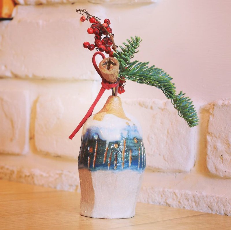 草原（小花） - 花瓶・植木鉢 - 陶器 グリーン