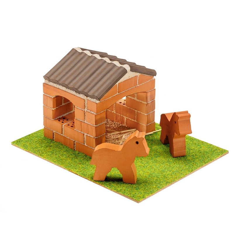 【德國teifoc】DIY益智磚塊建築玩具 孩子們的小馬廄-TEI1026 - 零件/散裝材料/工具 - 其他材質 紅色
