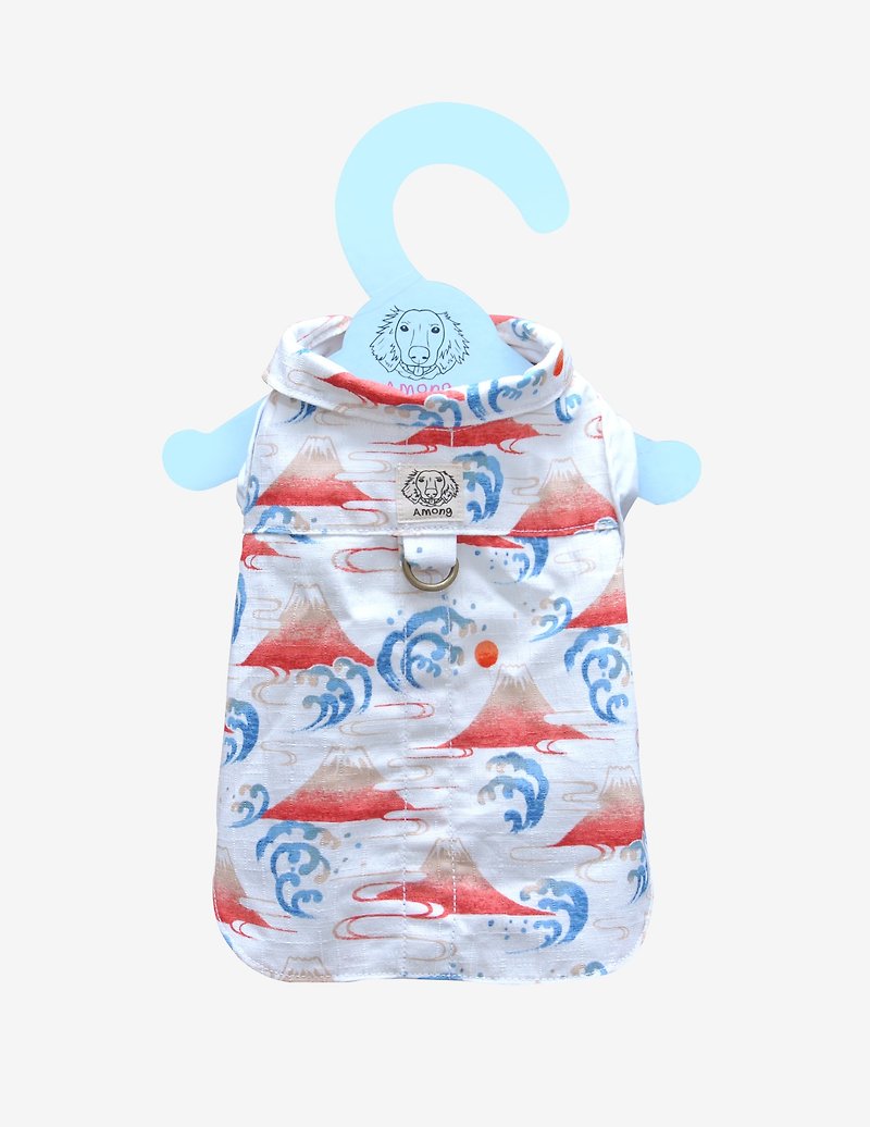 火山襯衫。Among胸背衣 (M/L售完) - 寵物衣服 - 棉．麻 白色