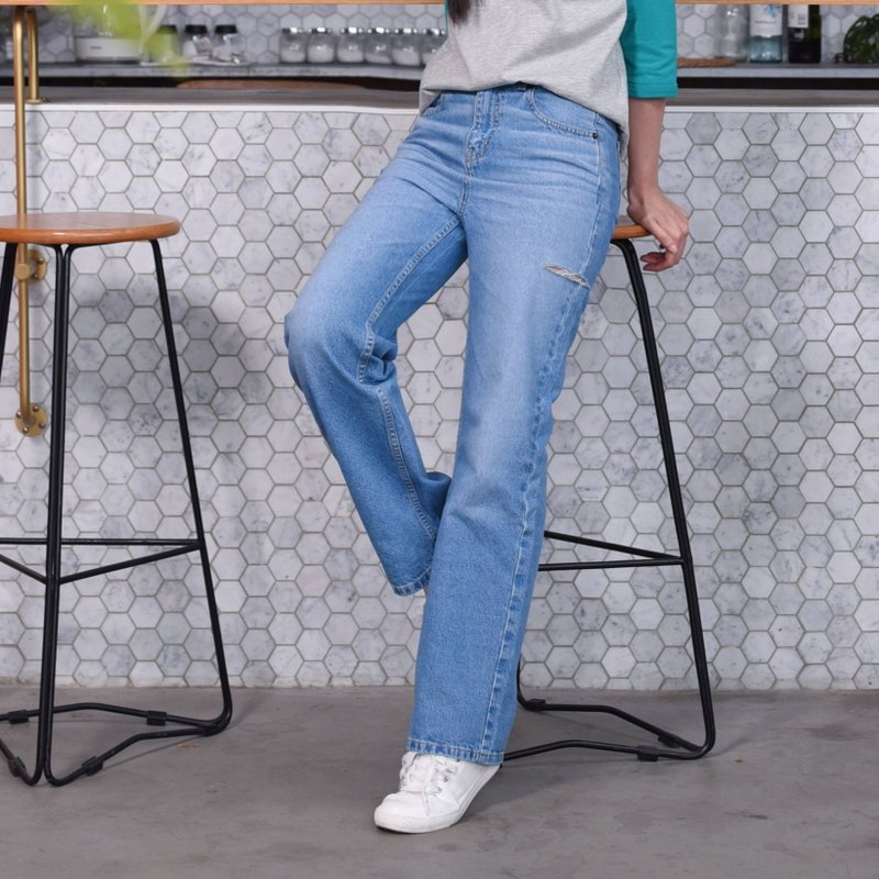 BAGGY BOOTCUT JEANS∣Baggy bootcut ‧ Stretch Comfy ‧ Mid-Rise Half-Elastic Waist - กางเกงขายาว - ผ้าฝ้าย/ผ้าลินิน 