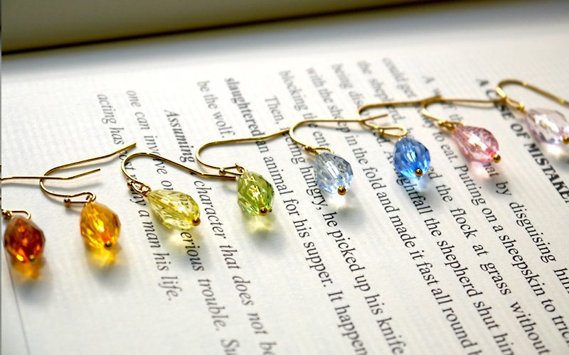 SL307 Light you up rainbow transparent earrings (7 colors) - ต่างหู - วัสดุอื่นๆ 
