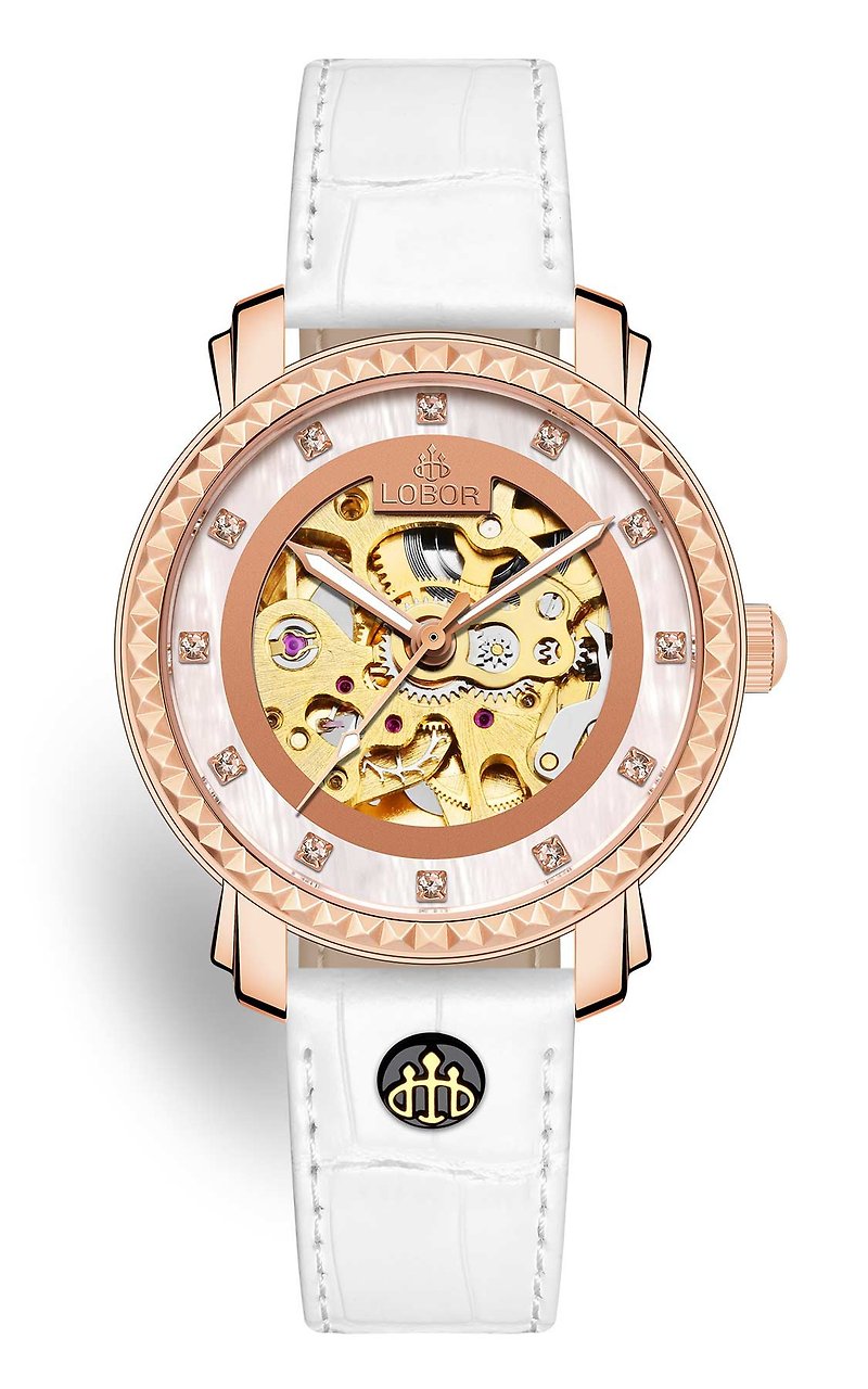 Premier Cornwall 35mm mechanical watch movement rose gold leather strap LOBOR - Women's Watches - Waterproof Material Brown