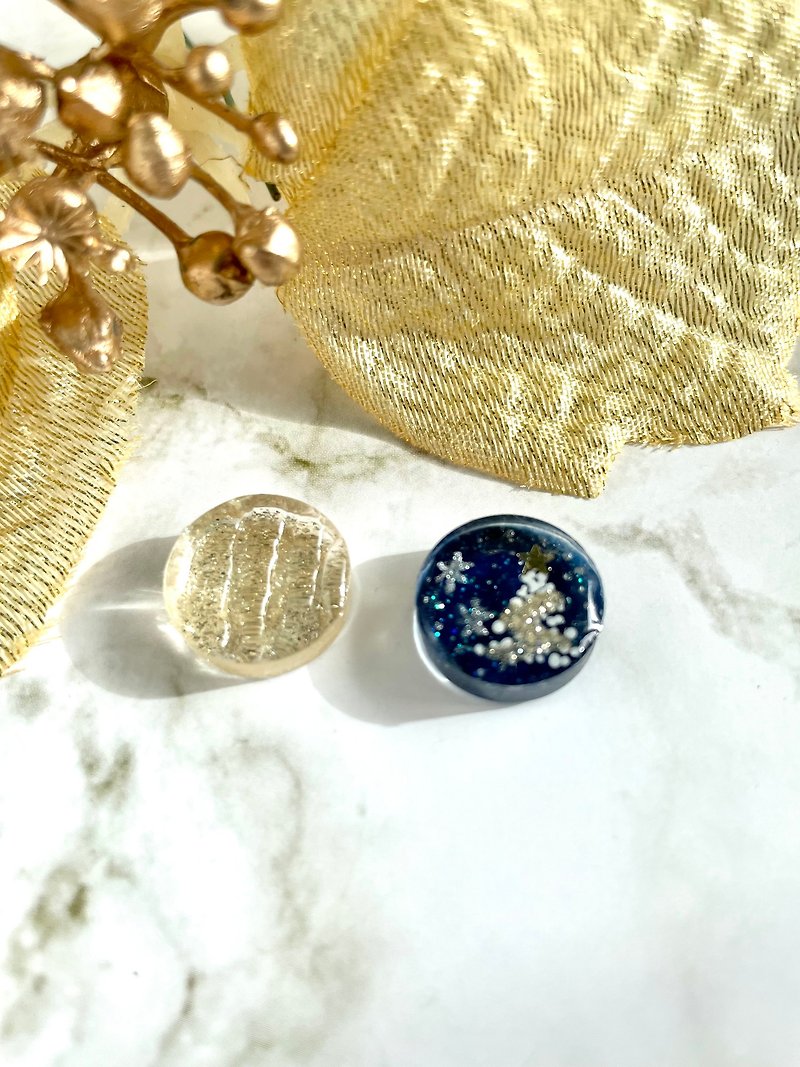Christmas tree and lame gold earrings navy blue - Earrings & Clip-ons - Resin Blue