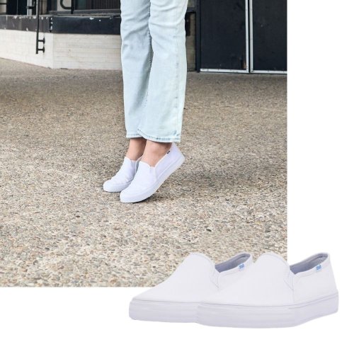 Keds KEDS DOUBLE DECKER CANVAS 帆布懶人小白鞋 WF61020