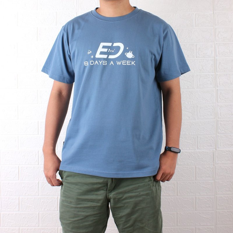 ED Anniversary T Short T/Men's Tops/Women's Tops/T-Shirt/Couple T - เสื้อยืดผู้ชาย - ผ้าฝ้าย/ผ้าลินิน สีน้ำเงิน