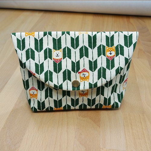 Bobbie Boxes 【綠色和風柴犬】 柴犬 化妝包 雜物包 收納 SHIBA INU