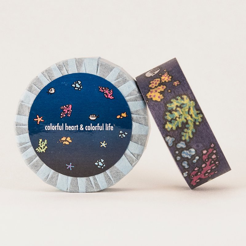 Washi Tape - Colorful Coral【Dark Blue】 - Washi Tape - Paper Blue