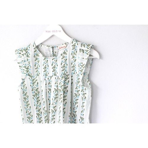 shopkitbits Classic sleeveless shirt, flower lover pattern, blue-green color