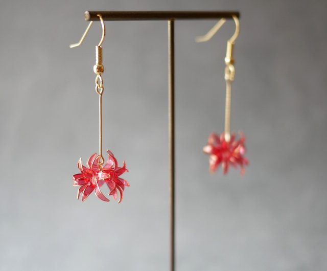 りん5　　イヤリング3点　彼岸花4輪　赤　彼岸花4輪　青　　紫陽花ロング りん5 イヤリング3点 彼岸花4輪 赤 彼岸花4輪 青 紫陽花ロング りん