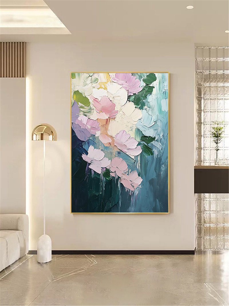 花言葉 手描き花油絵 抽象オリジナルモダン装飾画 ダイニング リビング 廊下 玄関 寝室 壁掛けアート - ポスター・絵 - フラックス 多色