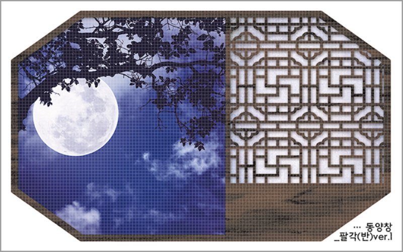 octagonal oriental window - half 6types (blackraccoon) Vintage collage design - 貼紙 - 紙 多色