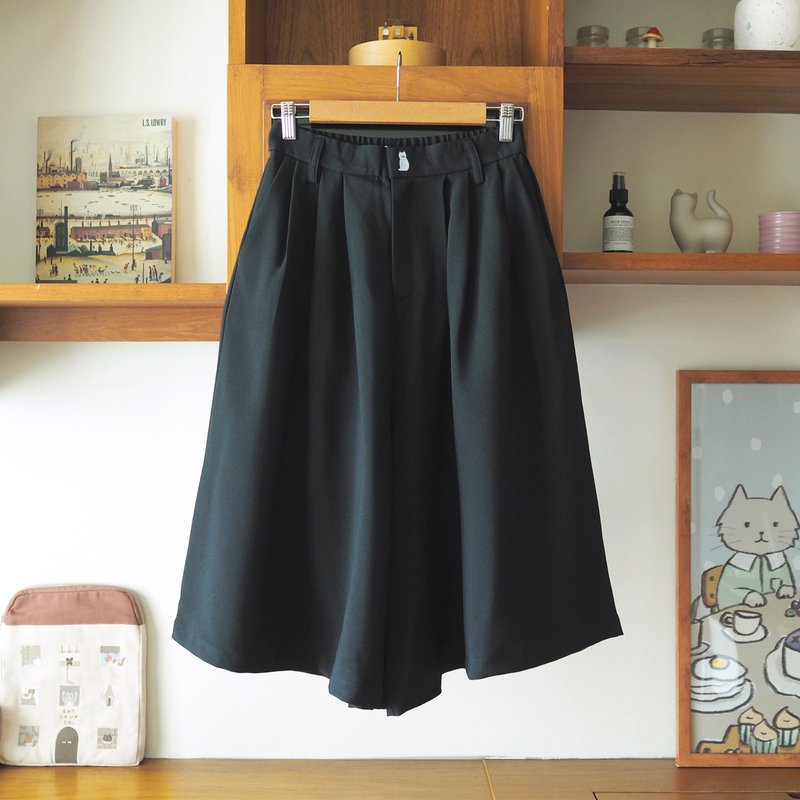 little cat wide pants : black - 女長褲 - 聚酯纖維 黑色