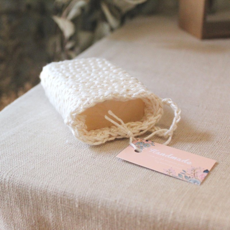 Hand-knitted cotton soap bag 4 into the group) olive exclusive - Towels - Cotton & Hemp White
