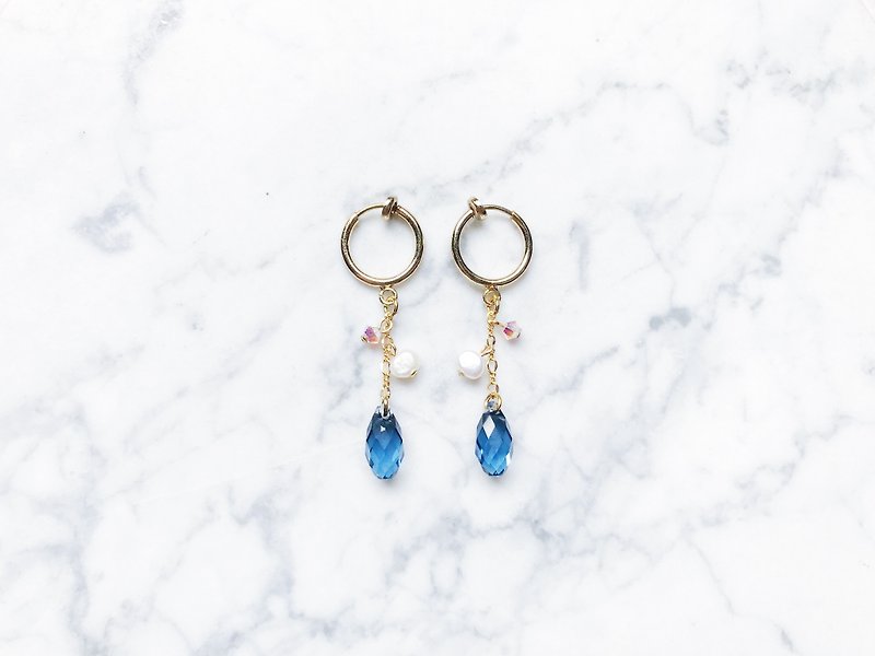 "Cote d'Azur" a pair of dark blue earrings - Earrings & Clip-ons - Other Metals 