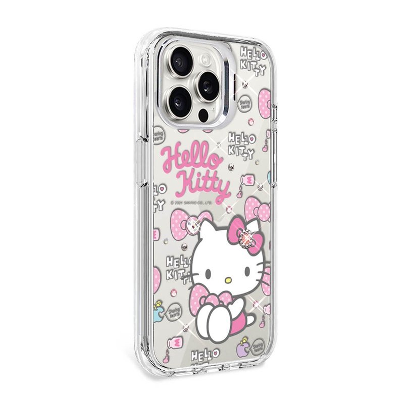 Sanrio iPhone full range of shockproof dual-material invisible stand color diamond phone case-Katie Pink Lucky - Phone Cases - Other Materials Multicolor