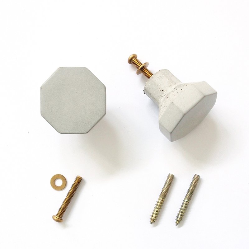 FENEN - Handcrafted concrete knob / hook – Octagon - อื่นๆ - ปูน สีเทา