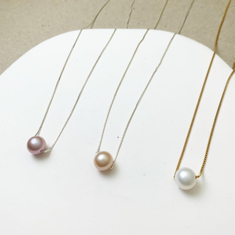 Elegant single pearl clavicle chain-M - Necklaces - Pearl 