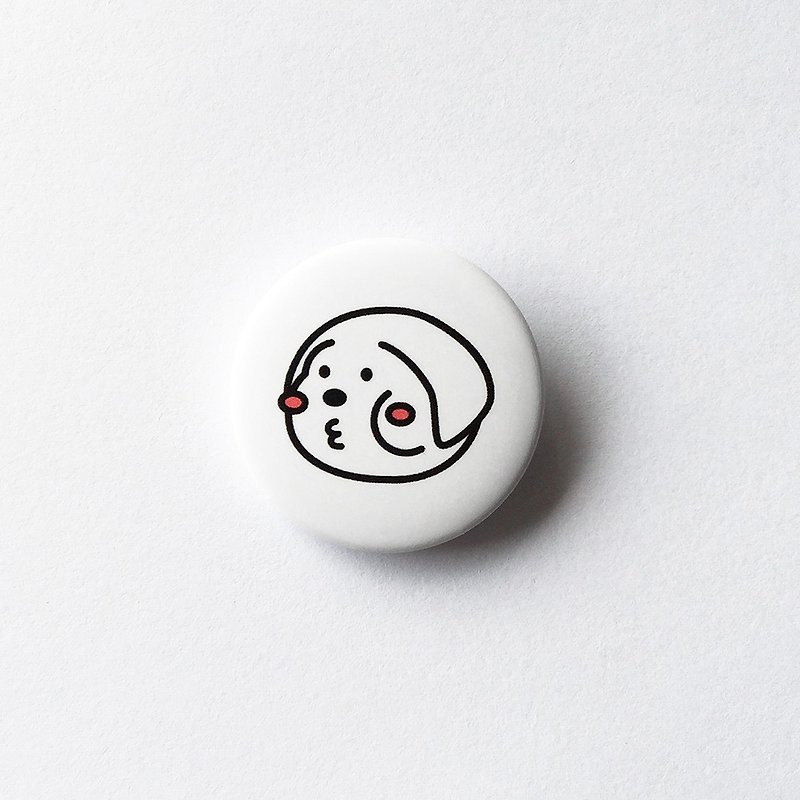 Cheeky cheeky dog pin 01 thick dog badge / pin - Badges & Pins - Plastic White