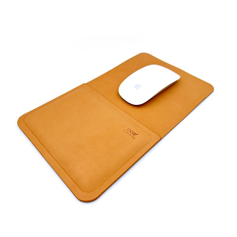 COZI - 100% Veg-Tanned Leather Wrist Rest Mouse Pad - Mouse Pads - Genuine Leather Orange