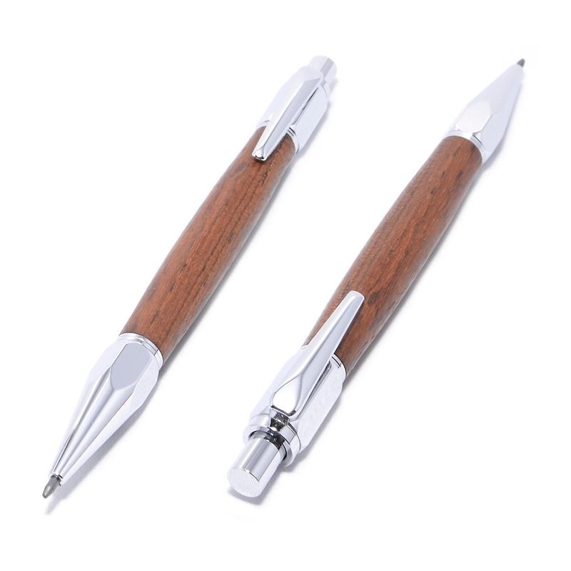 木製 2mm芯 シャープペン 消しゴムと削り付き（ボコテ；クロムのメッキ）VPNC-C-BO - その他のペン - 木製 ブラウン