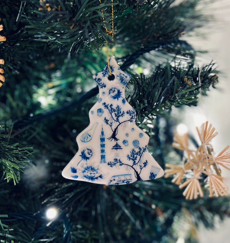 Blue and White Ceramic Christmas ornament - Items for Display - Pottery Blue