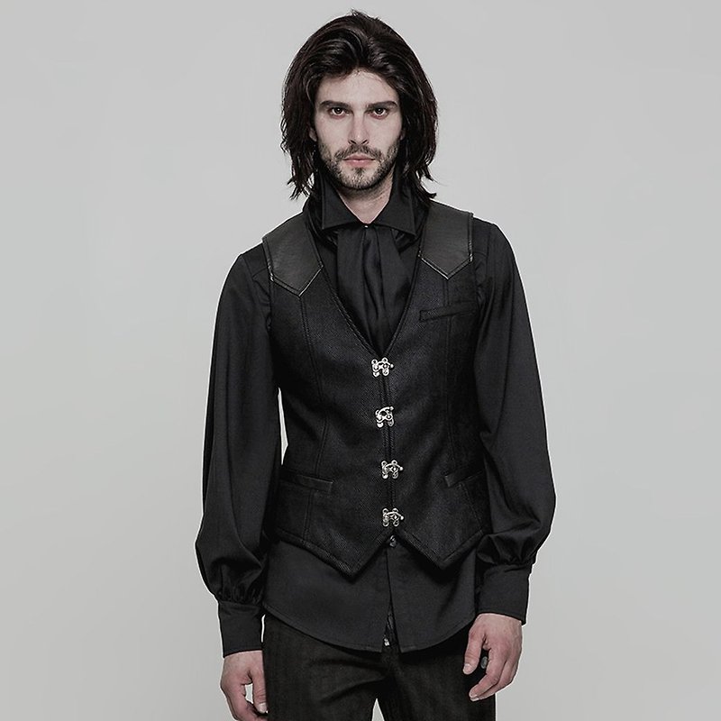 British Steampunk Vest - เสื้อกั๊กผู้ชาย - วัสดุอื่นๆ สีดำ