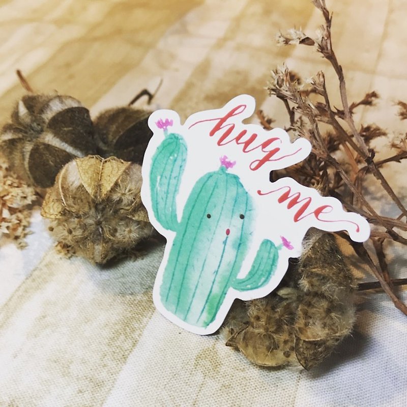 Handwritten swashes and colorful leaf stickers-hug me - Stickers - Paper Green