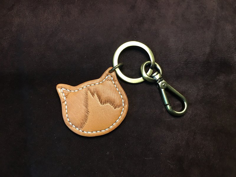 S version cat leisure card holster key ring - Keychains - Genuine Leather 