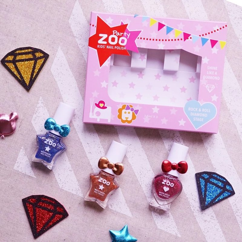 搖滾舞台 迷你星鑽三件組 | ZOO兒童拋棄式指甲油 - 插畫/繪畫/寫字 - 顏料 多色