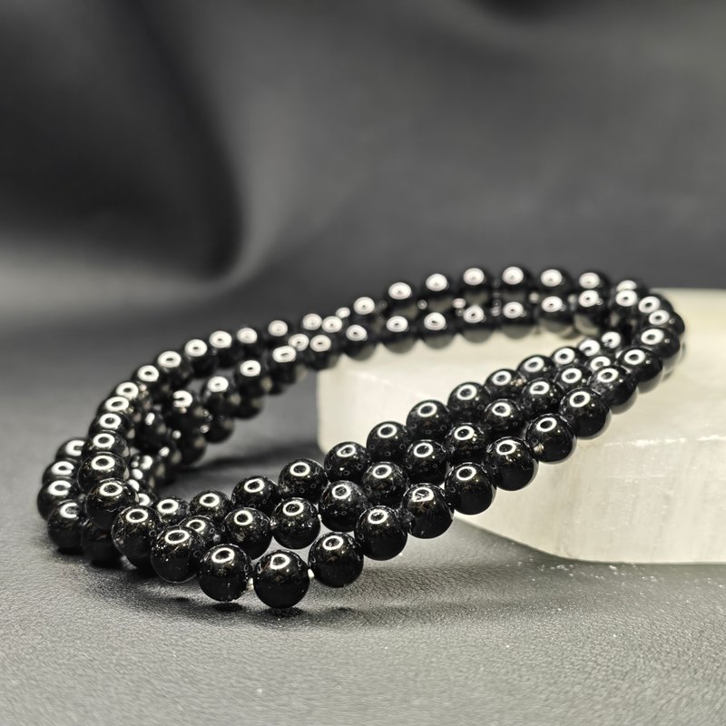 黑瑪瑙 Agate 6mm 三圈 手串 手鍊 天然水晶 水晶手鍊 - 手鍊/手環 - 玉石 