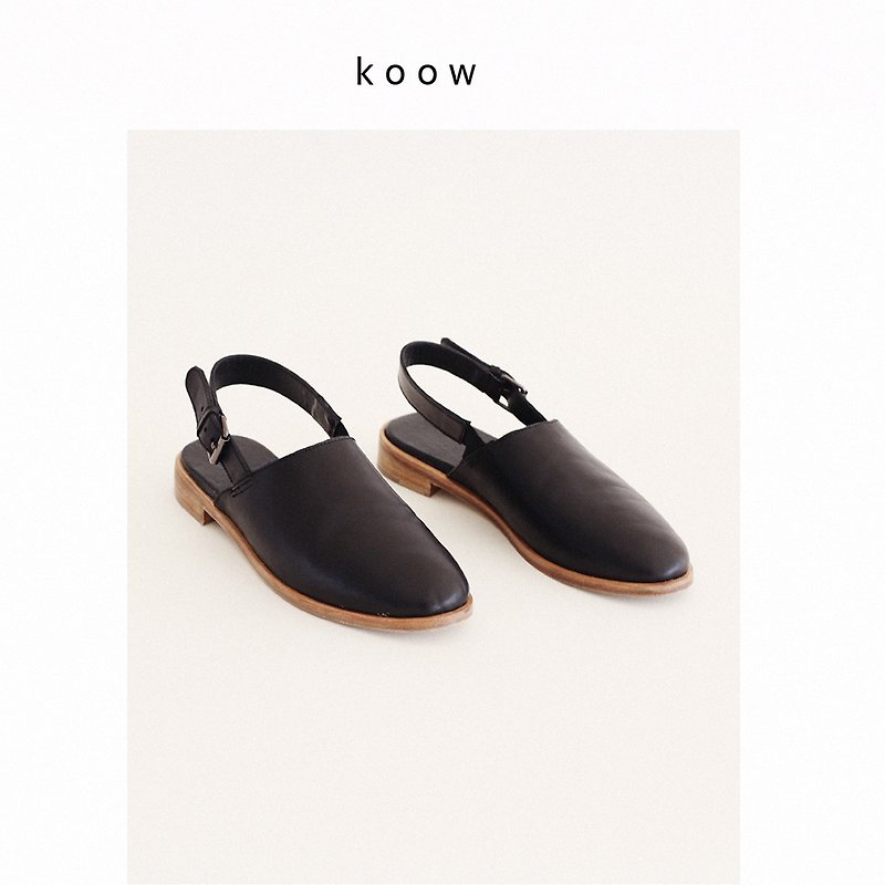 KOOW adjustable heel flat shoes leather outsole handmade leather shoes - Sandals - Genuine Leather 