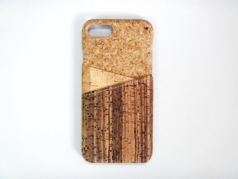 Mixed Cork iPhone 6 6S 7 8 Plus X case 2 Cards phone case cover card slots - Phone Cases - Wood Brown