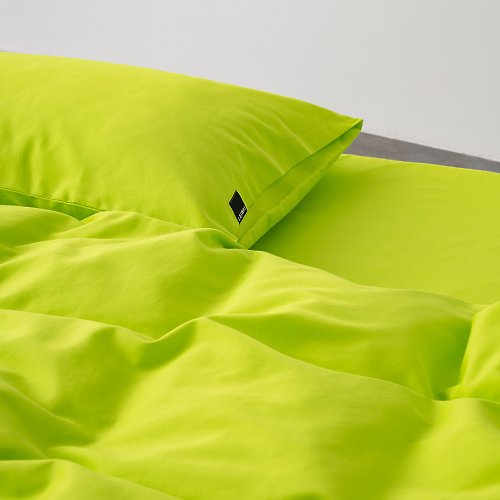 LEIWAI 類外 牛油果綠60支柔軟親膚純棉床包床單枕頭套被套雙人床四件套