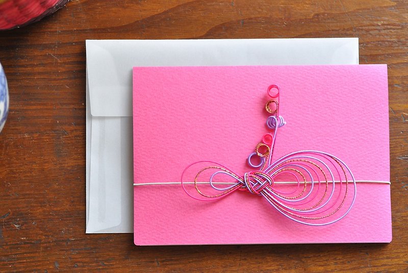 Greeting card　- Ribbon - 2 - 卡片/明信片 - 紙 粉紅色