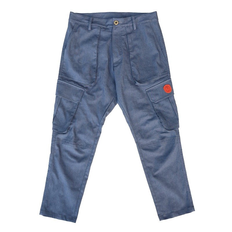 Multi-pocket military work pants - กางเกงขายาว - ผ้าฝ้าย/ผ้าลินิน สีน้ำเงิน