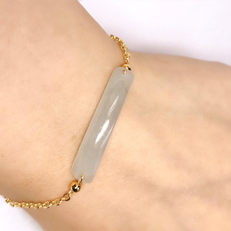 [May Nothing Happen] Ice Jadeite Nothing Happens Bracelet 14K Gold Filled | Natural Burmese Grade A Jadeite | Gift - สร้อยข้อมือ - หยก สีใส