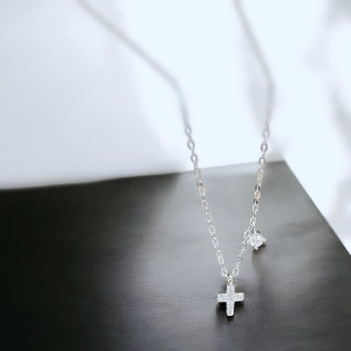Giftest Jewelry 禮悟 Giftest 純銀鍍18K金/謙卑十字架-銀 可洗澡基督教十字架項鍊N102