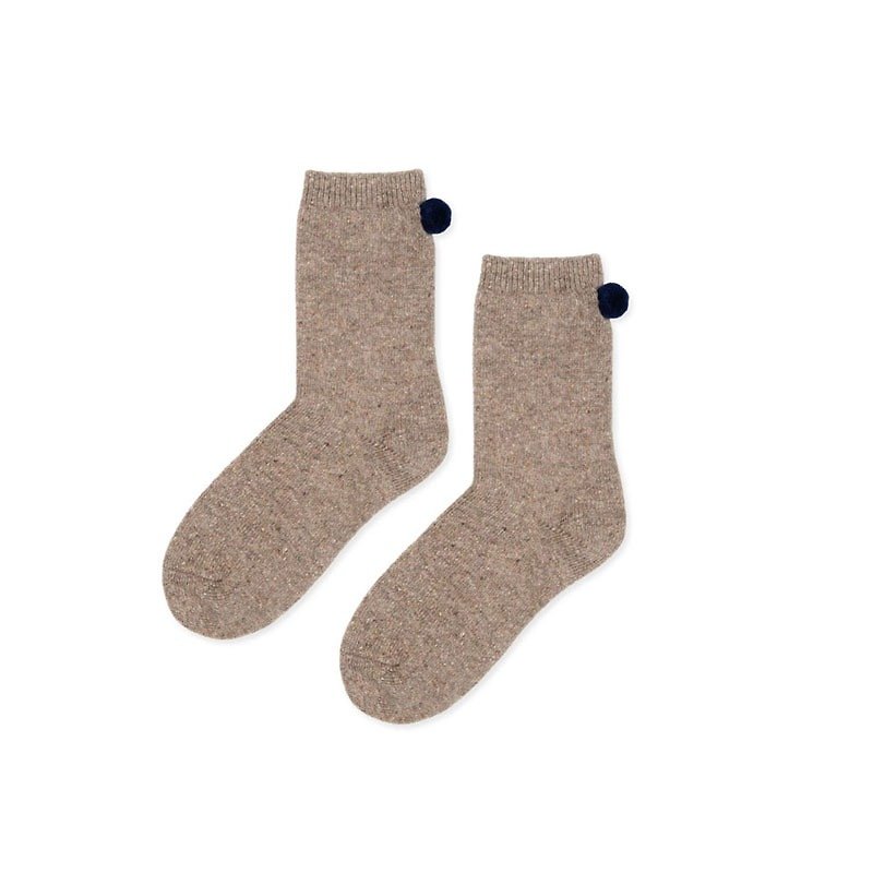 SC.GREEN 保暖舒適 特殊小毛球設計 中筒女襪 - 襪子 - 羊毛 咖啡色