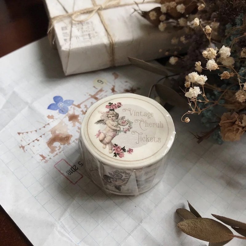 Vintage Cherub Tickets 票據紙膠帶 - 紙膠帶/和紙/PET - 紙 