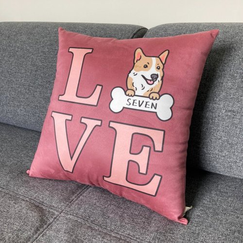 FunPrint 客製禮物 【客製化禮物】狗狗/貓貓 客製插畫Love抱枕、鑰匙圈