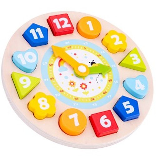 Rikunori Toys 瑞克腦力 【荷蘭 New Classic Toys】寶寶形狀學習時鐘拼圖 18252