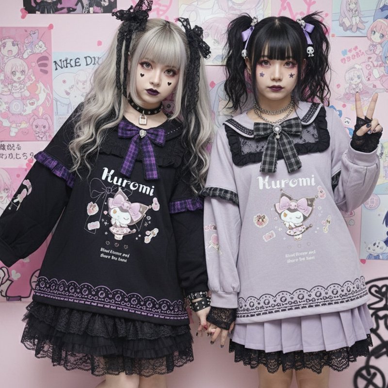 原創三麗鷗SANRIO授權酷洛米領結刺繡可拆袖水手服地雷系【JJ5095 - 洋裝/連身裙 - 棉．麻 