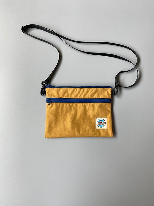 underlinebagsandmore Mustard polyester 2 zipper bag with strap/ card Holder / phone Bag / pouch
