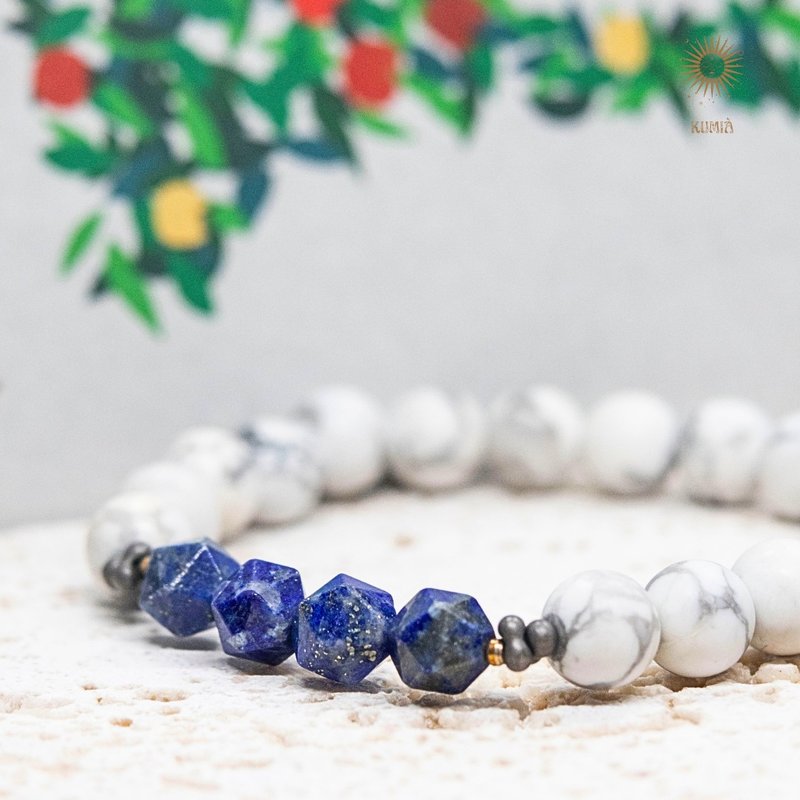 【Rambling Days】Magnesite Faceted Lazurite Bracelet - Bracelets - Crystal 