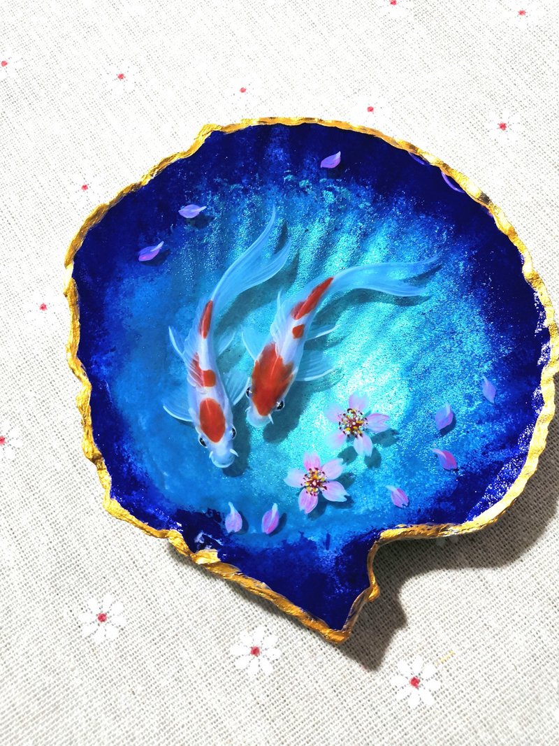 3D Resin Painting, Koi Fish Resin Art, Unique Shell Art Decor for Coffee Table - Items for Display - Resin 