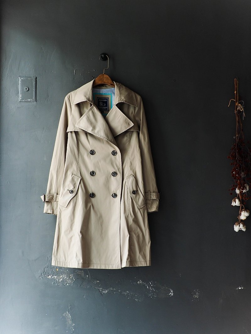 Hokkaido - Hokkaido khaki rate of electronic party antique tarpaulin coat trench_coat dustcoat jacket coat oversize vintage - เสื้อสูท/เสื้อคลุมยาว - เส้นใยสังเคราะห์ สีกากี