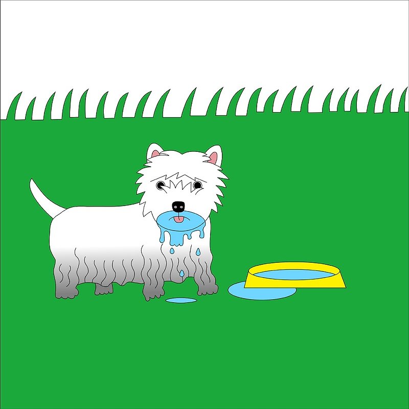 在草地上玩了一天的狗 超值包 西高地白梗 - T 恤 - 棉．麻 白色