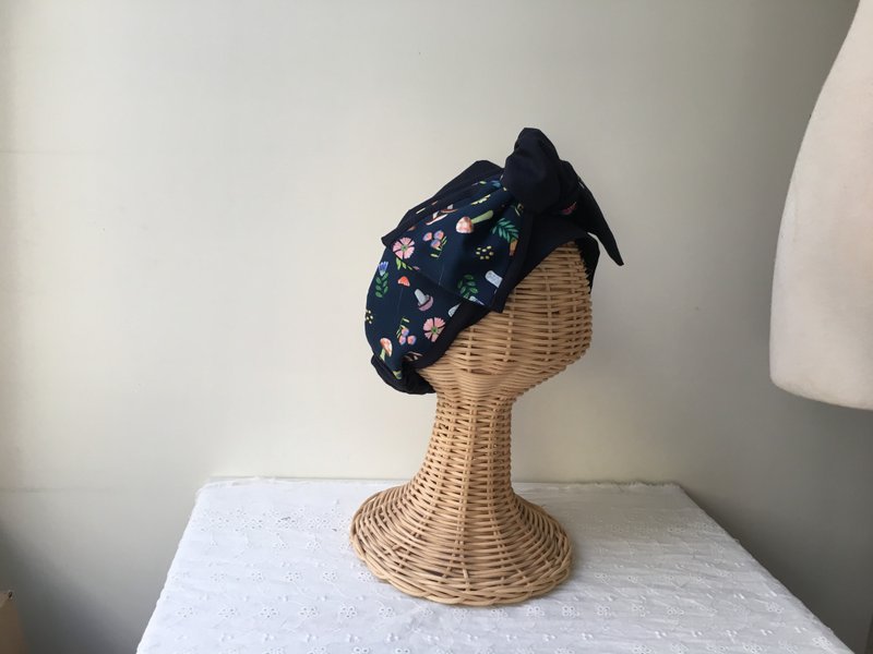 森林の花と菇-日式綁帶髮帶ヘアバンド - 髮箍/髮帶 - 棉．麻 